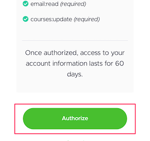 Authorize screen