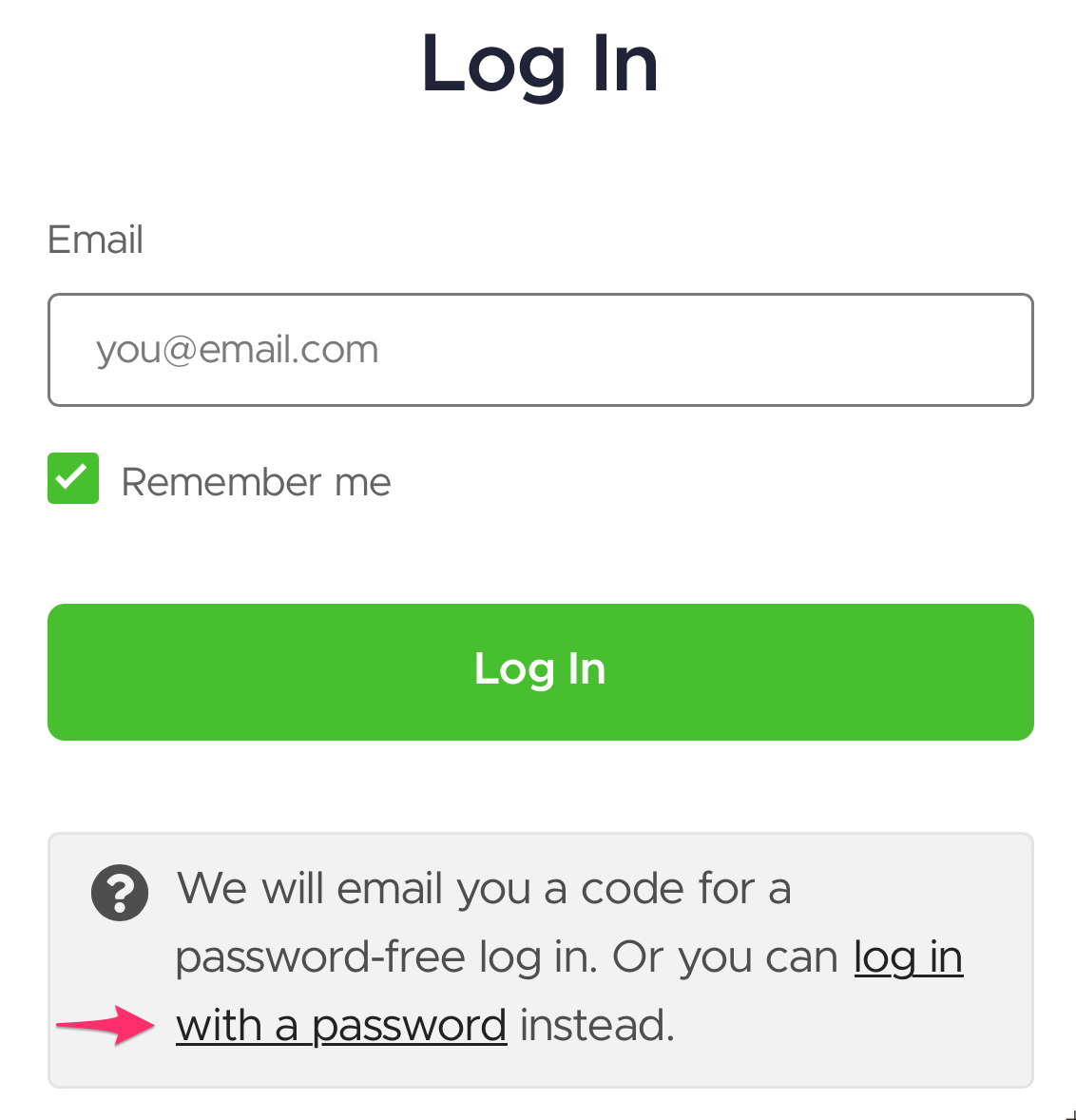 Login with a code or a password