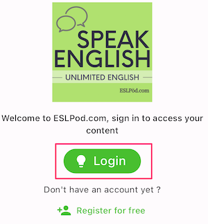 Login screen